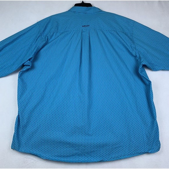 ARIAT Button Down Mens XXL Long Sleeve Geometric Rodeo Cowboy Turquoise Blue - Picture 7 of 8